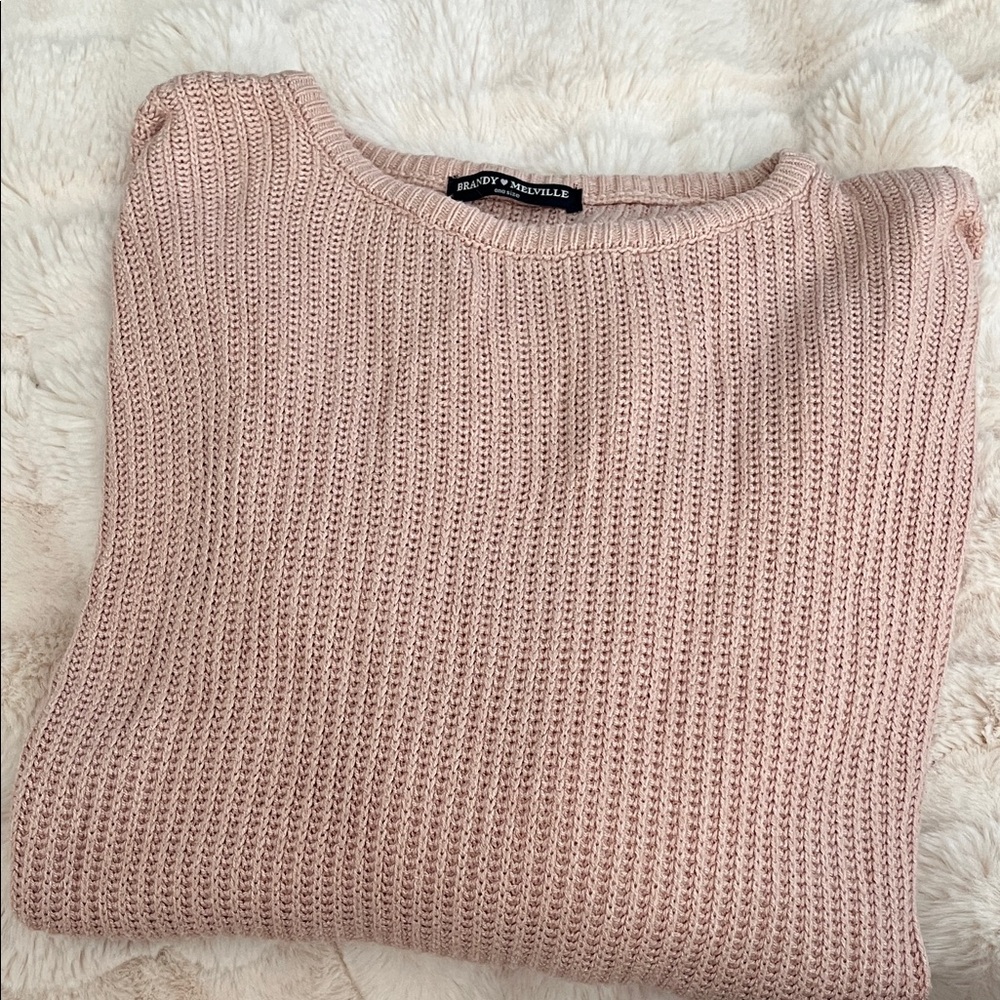 Brandy Melville Dusty Rose Ribbed Crewneck Sweater